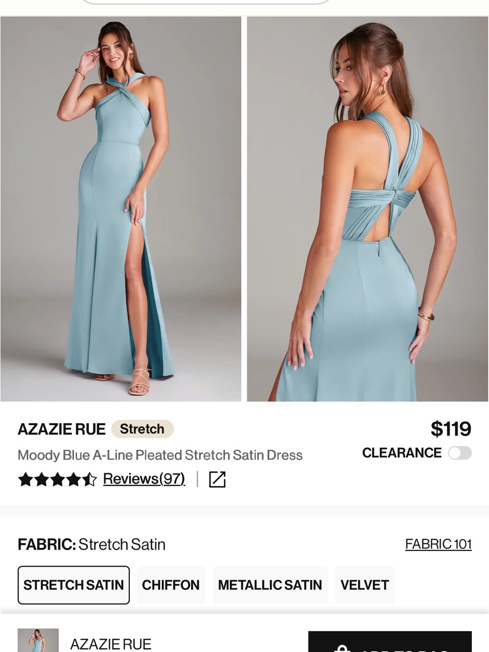 Azazie Moody Blue Twist Halter Maxi Dress